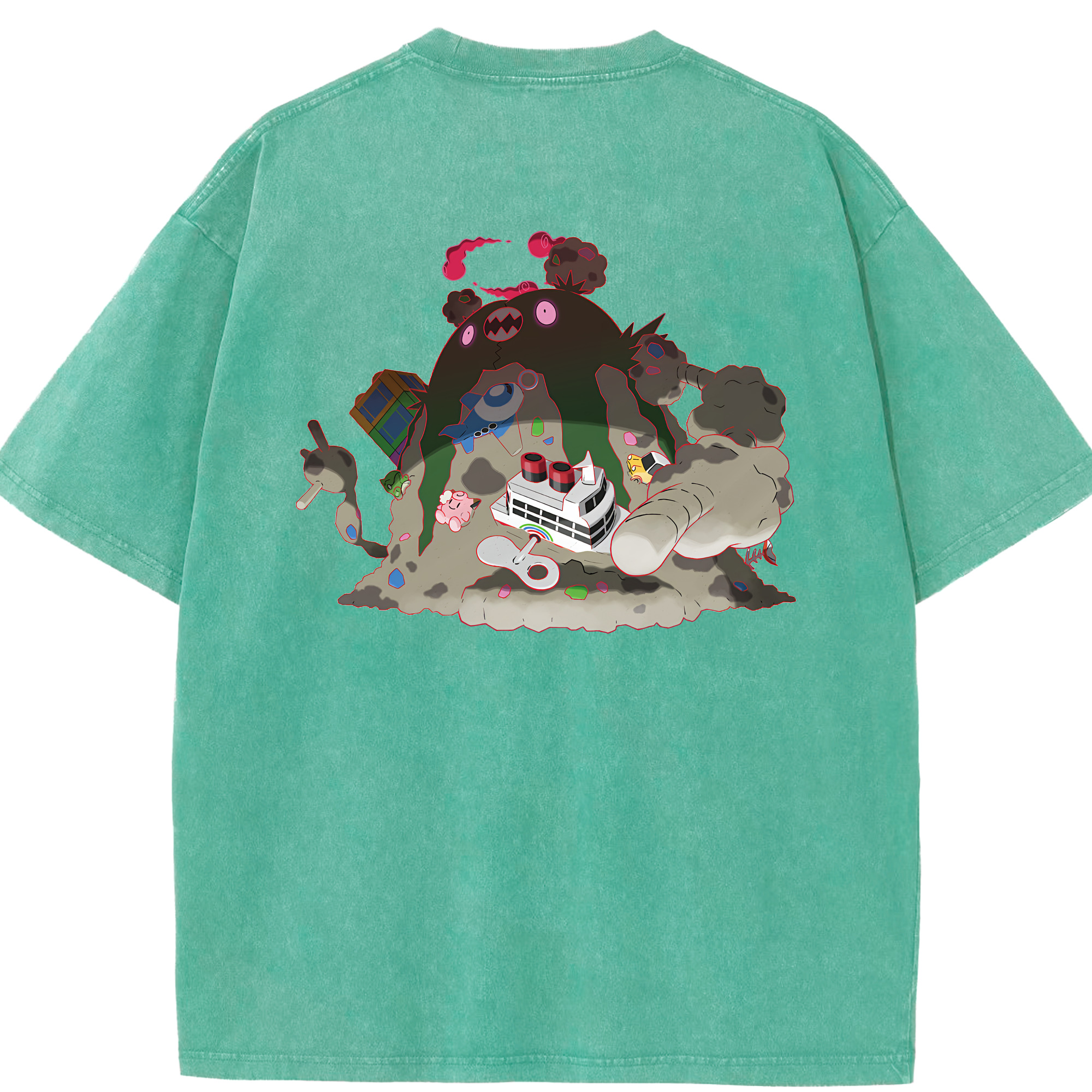 （画像用） ポケットモンスター Pokémon 綿100% ヴィンテージ風 半袖Tシャツ（背面プリント）